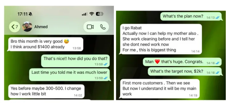 Screenshot of a chat with agent Ahmed
